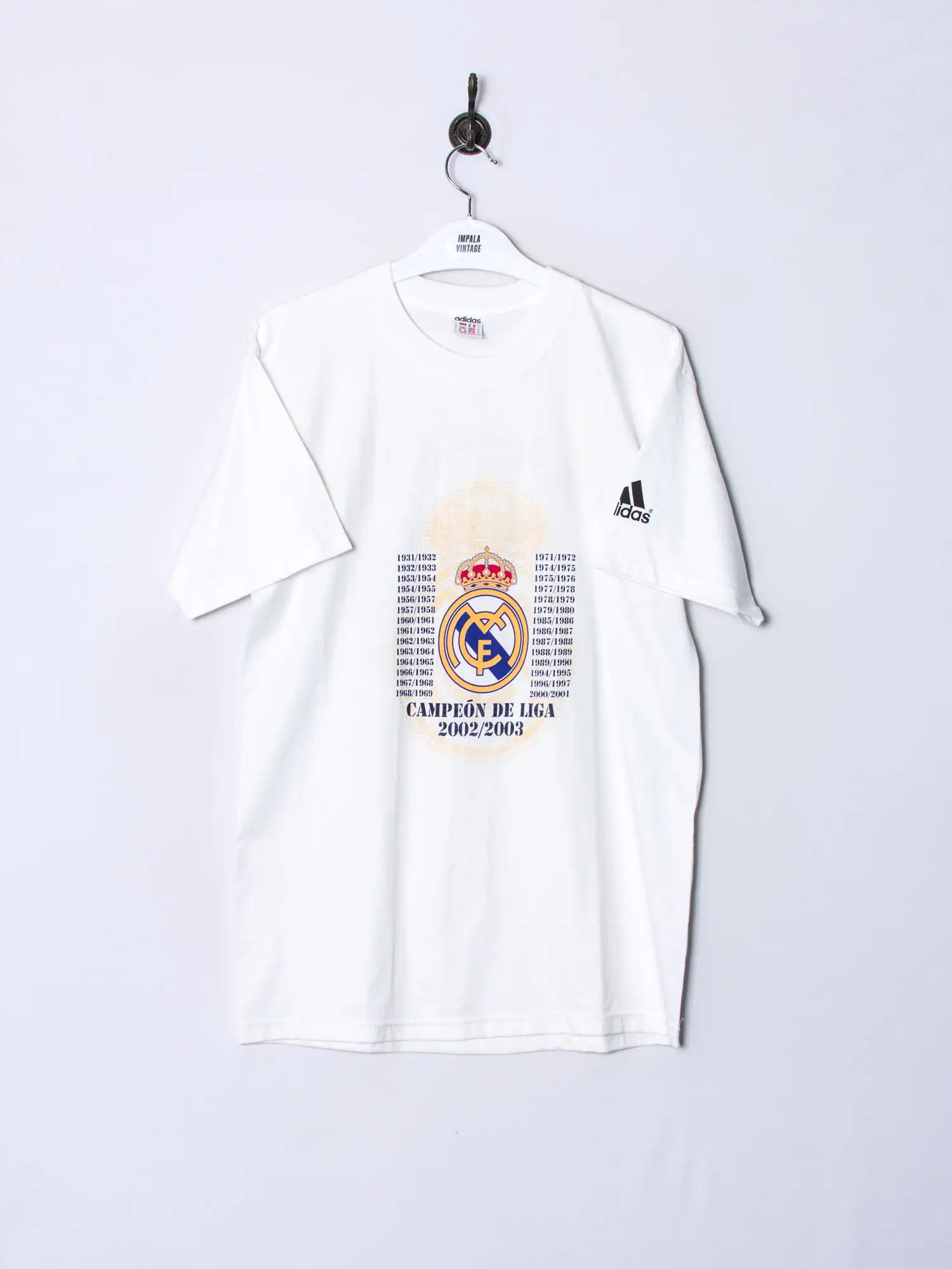 Real Madrid Adidas Official Football Campeon de Liga 2002/2003 Cotton Tee