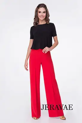 Red or Black Ballroom Practice Pants that Are perfect for Teaching.  Come with Single Pleat Down Front and Back of Each Leg PRA 