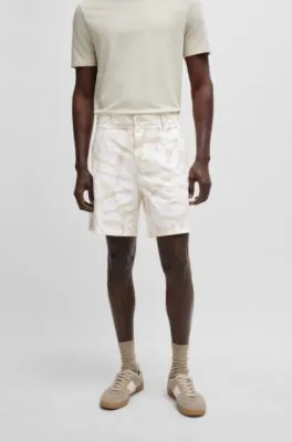 Regular-fit shorts in printed stretch-cotton twill