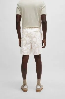 Regular-fit shorts in printed stretch-cotton twill