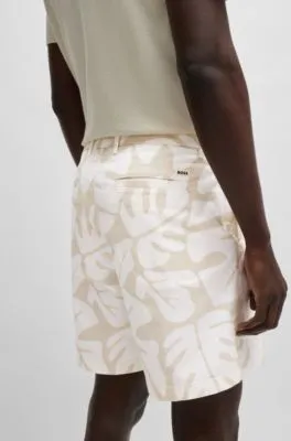 Regular-fit shorts in printed stretch-cotton twill