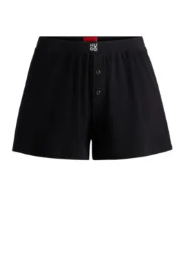 Ribbed pajama shorts in stretch cotton with stacked logo