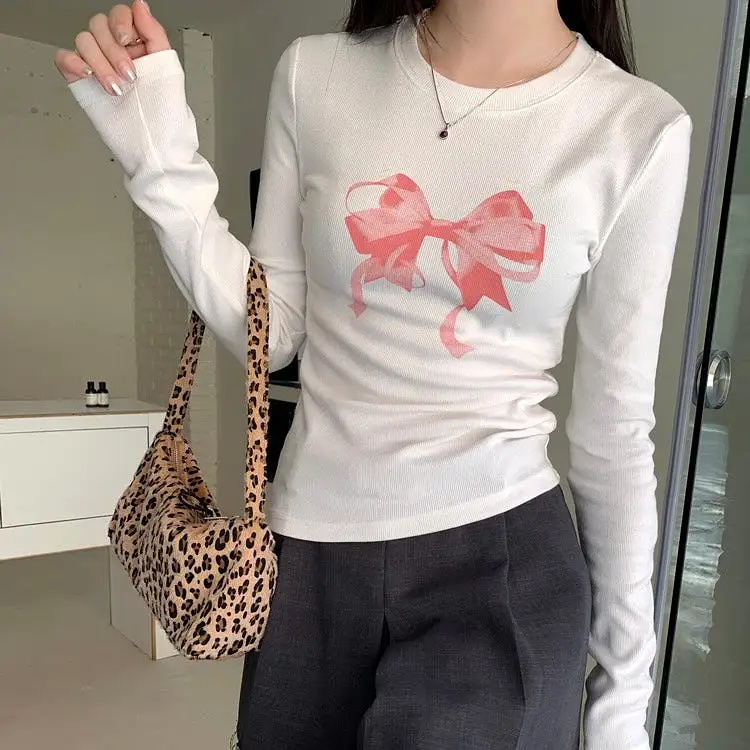 Ribbon Print Long-Sleeve Top