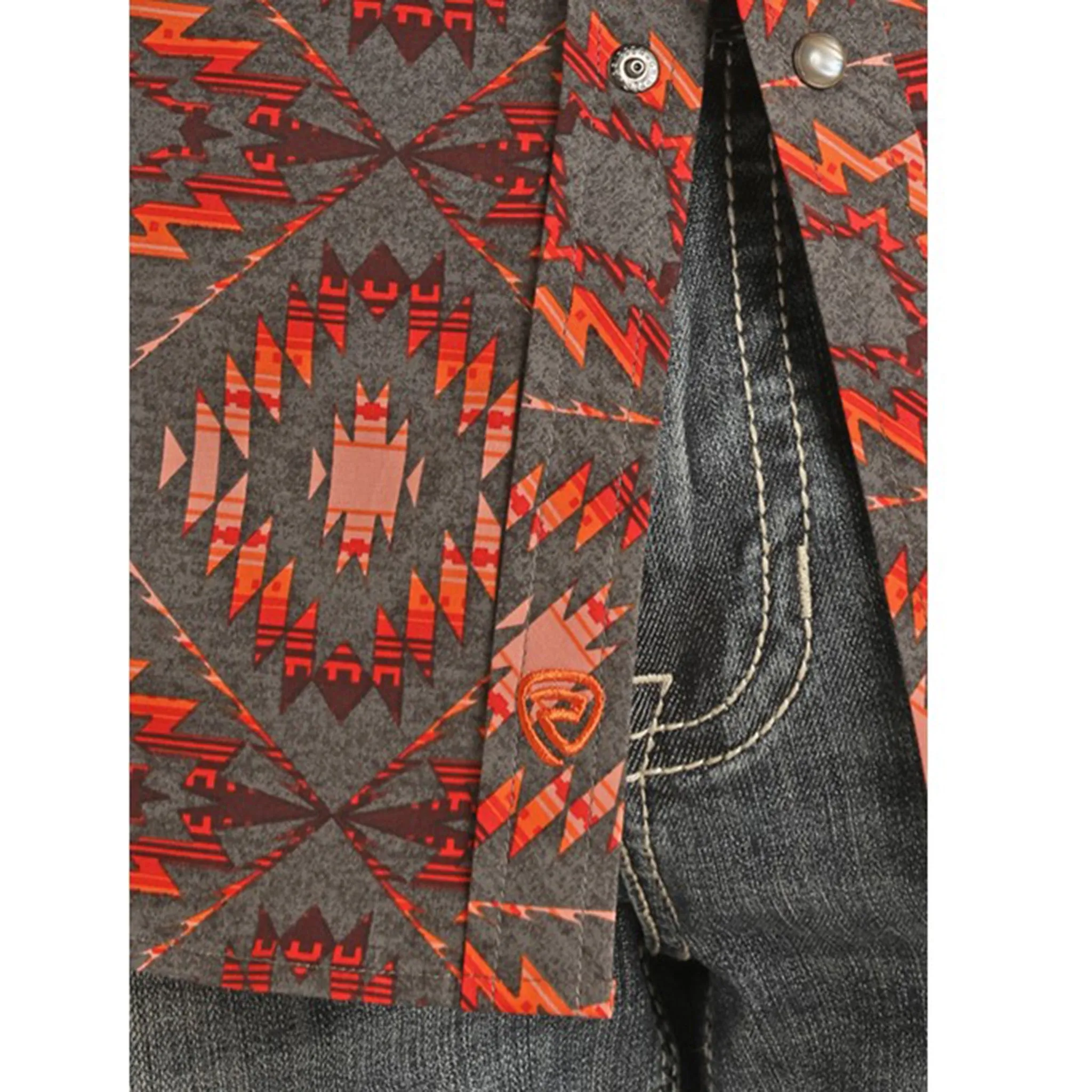 Rock & Roll Men's Orange Aztec Long Sleeve