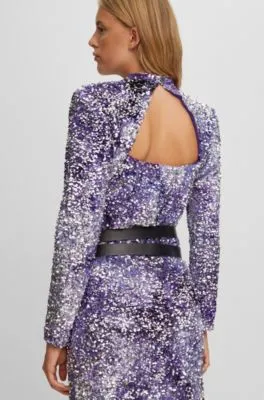 Slim-fit dress with sequin embellishments and pleat front