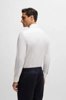 Slim-fit shirt in structured stretch cotton