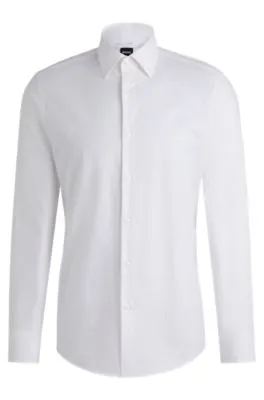 Slim-fit shirt in structured stretch cotton