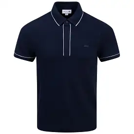 Smart Paris Stretch Cotton Contrast Trim Polo Midnight Blue - SS24