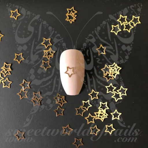 Star Nails Gold Thin Metallic Nail Charms