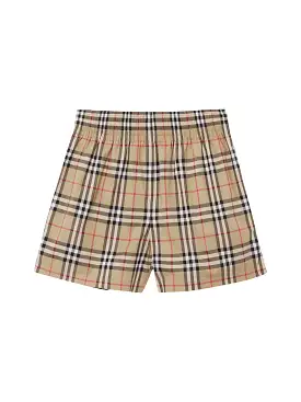 Stretch cotton shorts with Vintage check motif and side bands