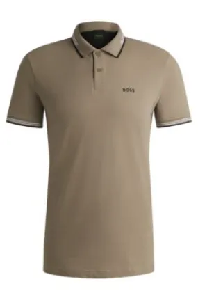 Stretch-cotton slim-fit polo shirt with branding