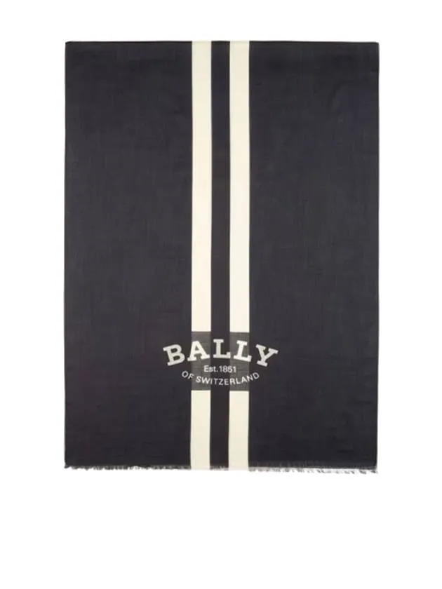 Striped logo scarf muffler navy