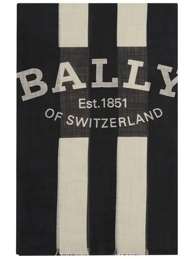 Striped logo scarf muffler navy