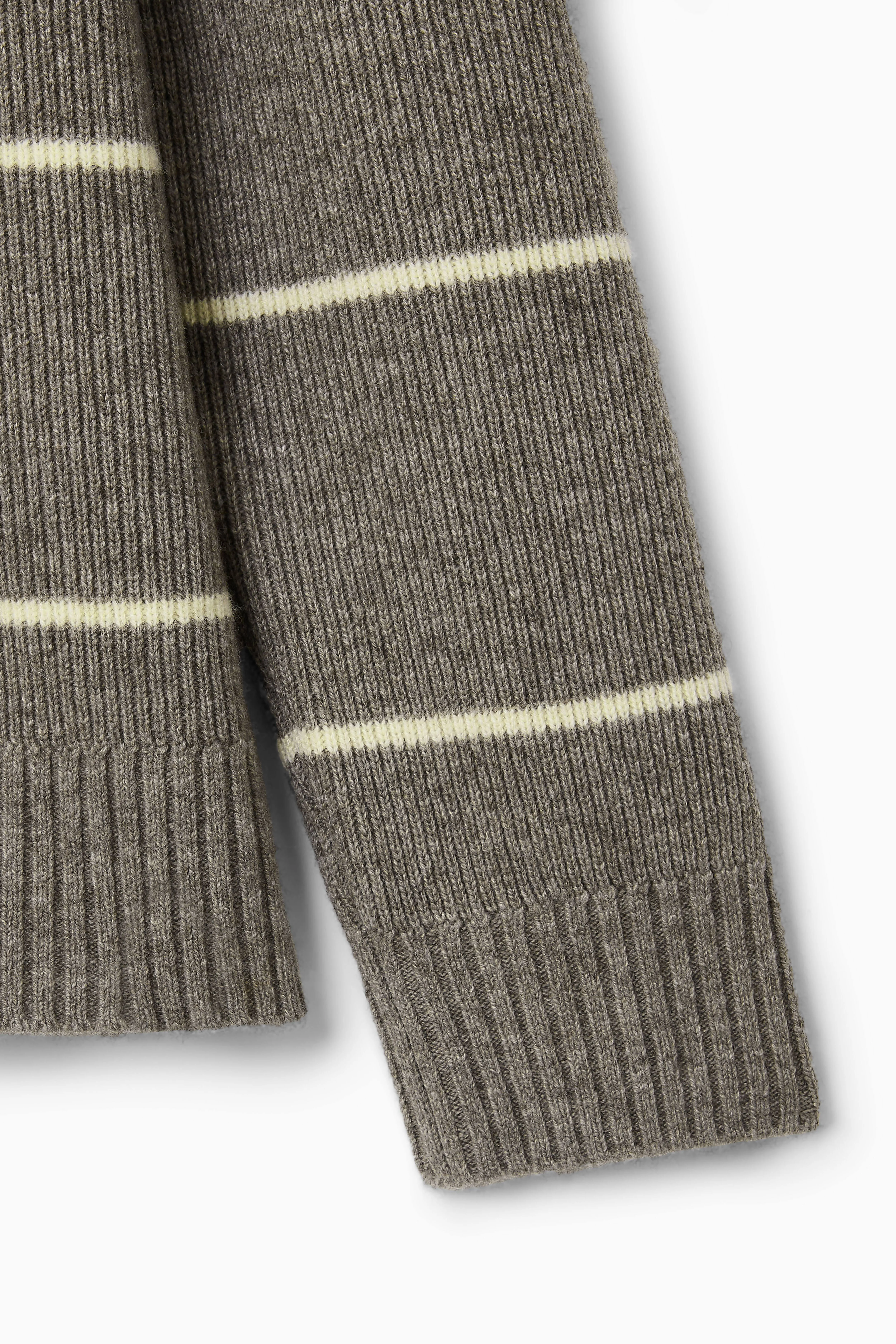 STRIPED WOOL AND YAK-BLEND JUMPER - Round neck - Long sleeve - DARK BEIGE / STRIPED - Men | H&M GB