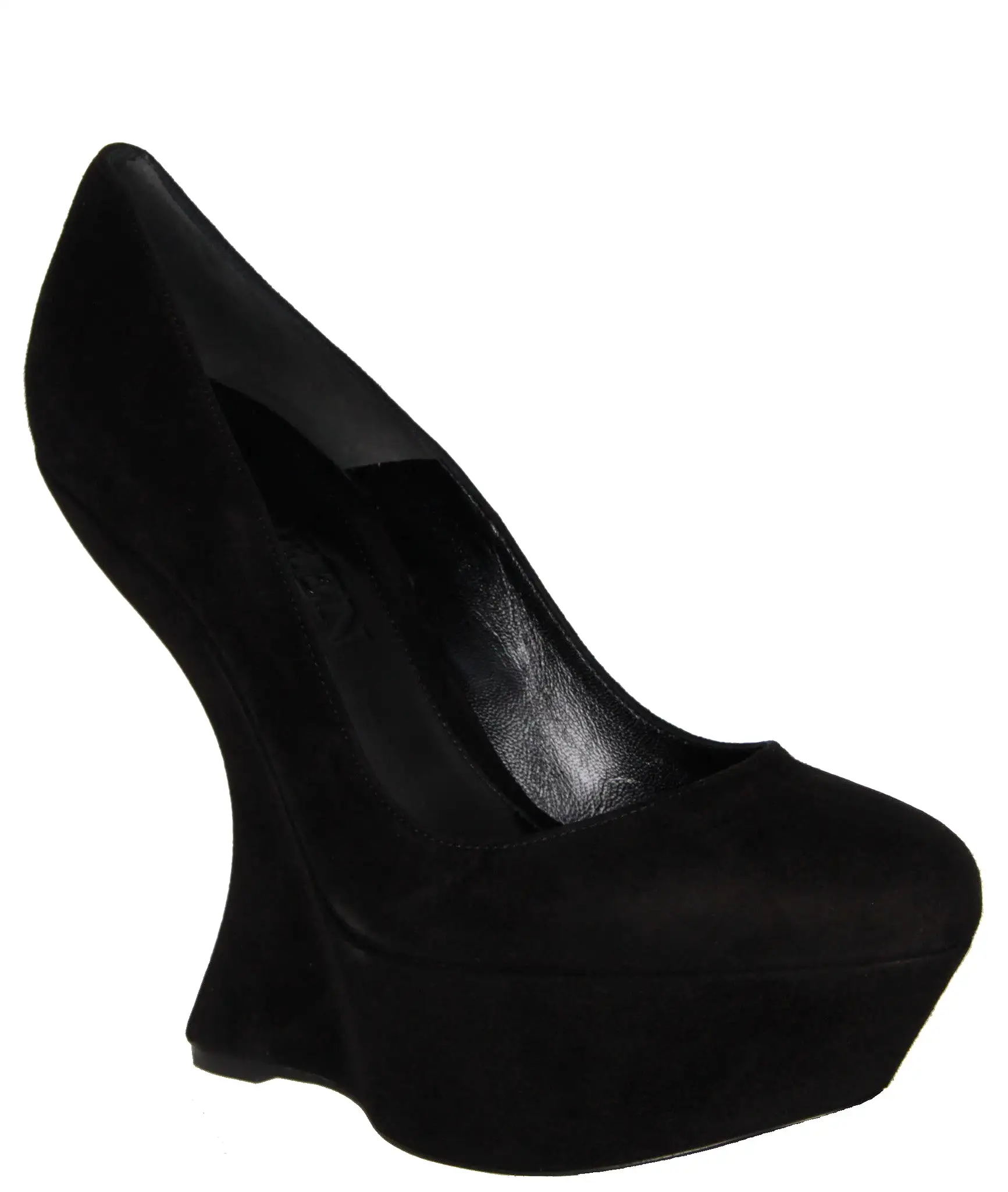 Suede Armadillo Wedge, Black