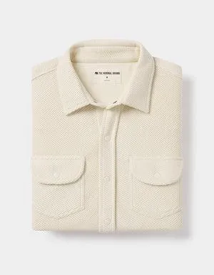 The Normal Brand Tony Loop Terry Button Up In Ecru