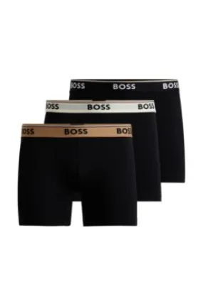 Three-pack of stretch-cotton boxer briefs with logo waistbands