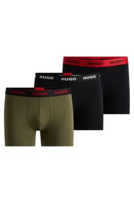 Three-pack of stretch-cotton boxer briefs with logo