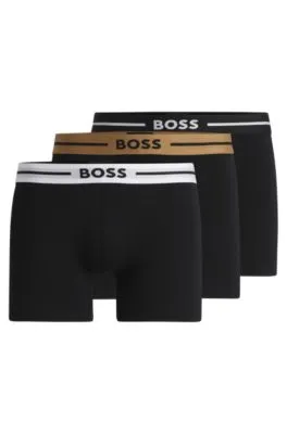 Three-pack of stretch-cotton boxer briefs with logos