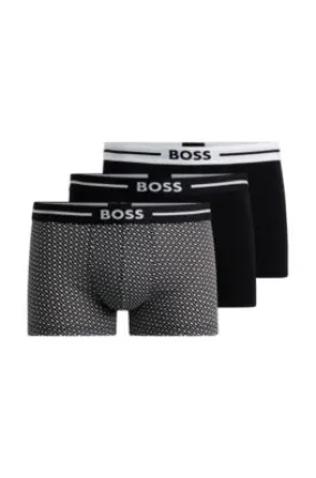 Three-pack of stretch-cotton trunks with logo waistbands