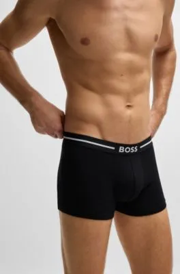 Three-pack of stretch-cotton trunks with logo waistbands