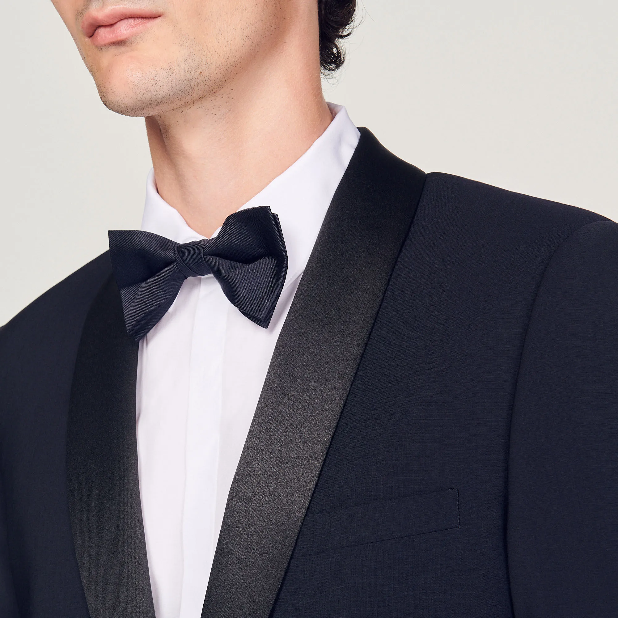 Tuxedo jacket with satin