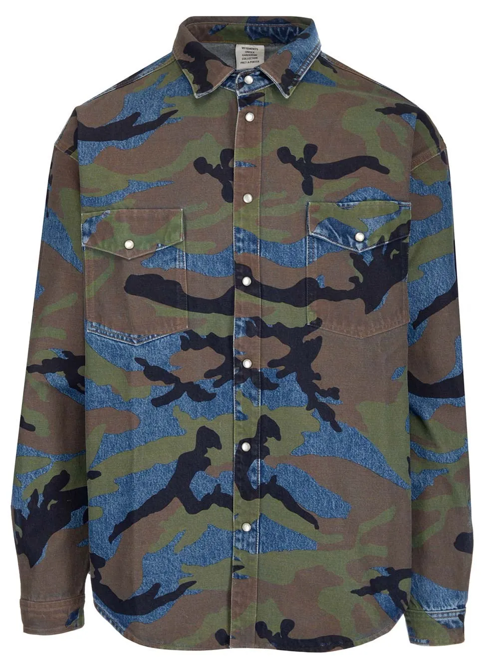 Vetements Camouflage Print Long-Sleeved Denim Shirt