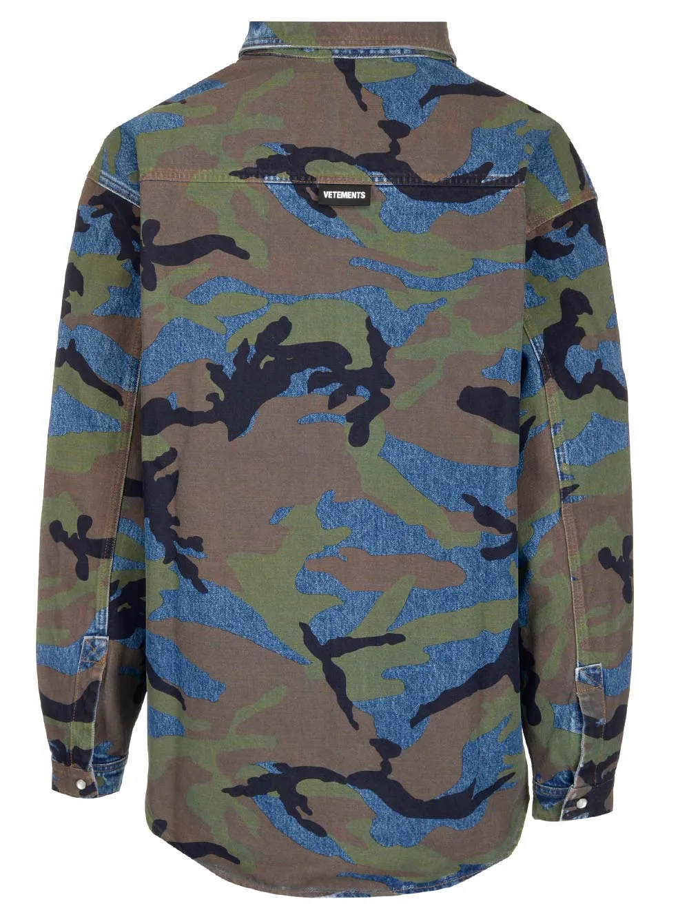 Vetements Camouflage Print Long-Sleeved Denim Shirt