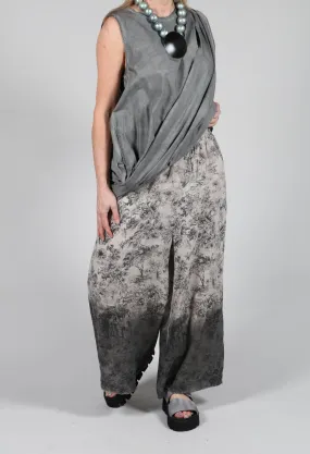 Wide Leg Ombre Trousers in Lino and Viscosa Seta Degrade Desert