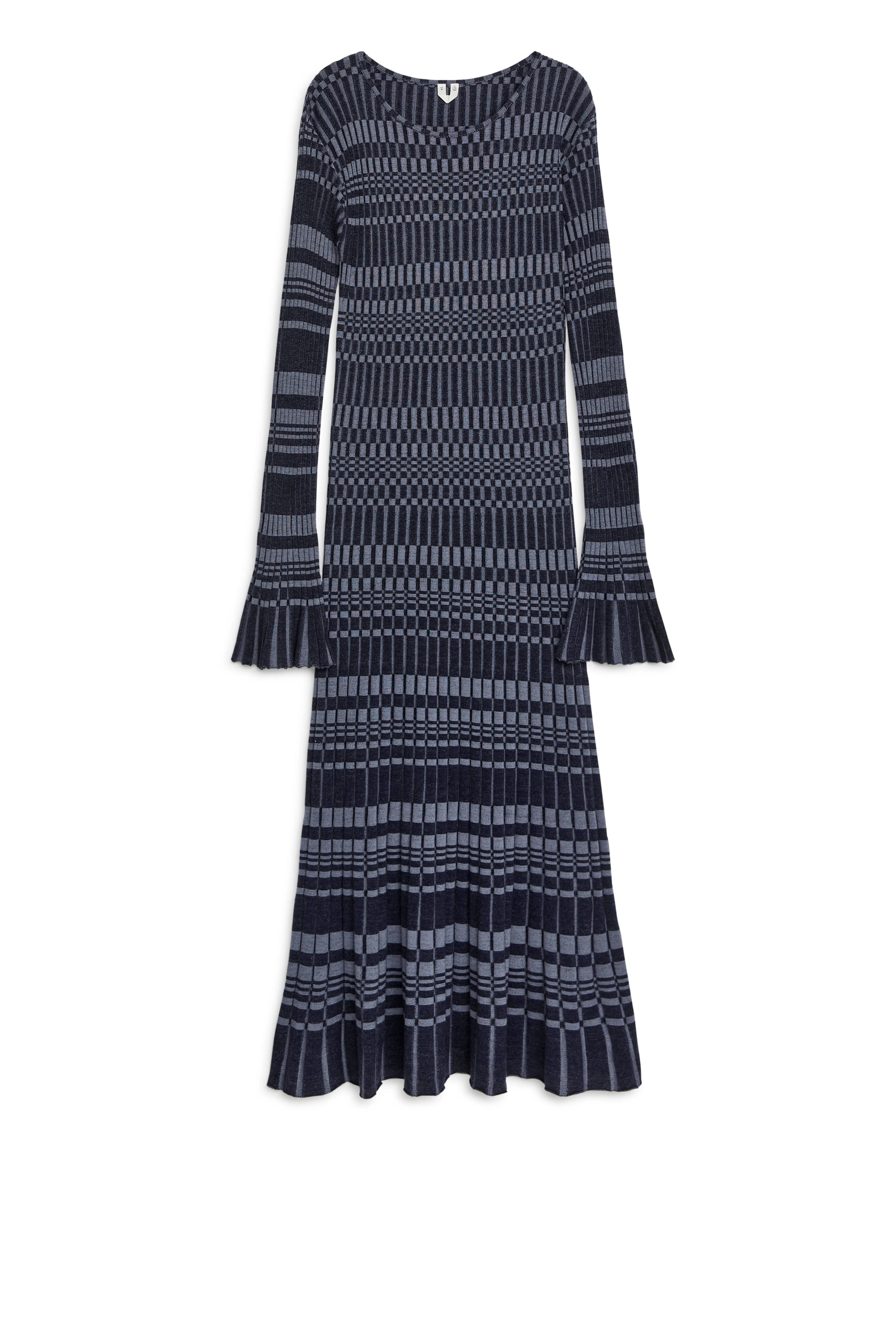 Wool-Blend Rib Dress - Round neck - Long sleeve - Dark Blue - Ladies | H&M GB