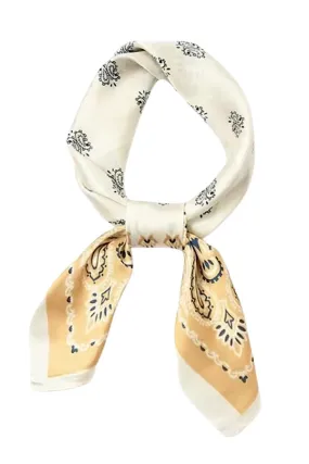 Yellow & Cream Satin Bandana Scarf