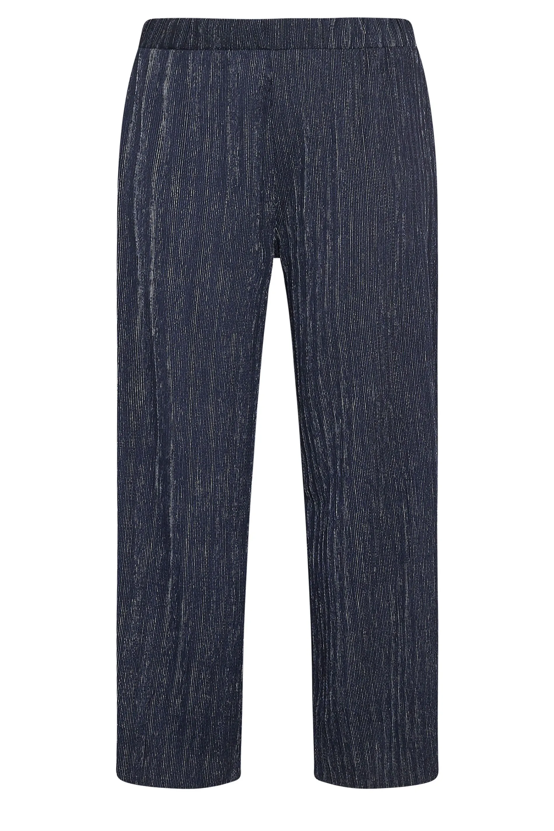 YOURS Curve Navy Blue Textured Wide Leg Trousers